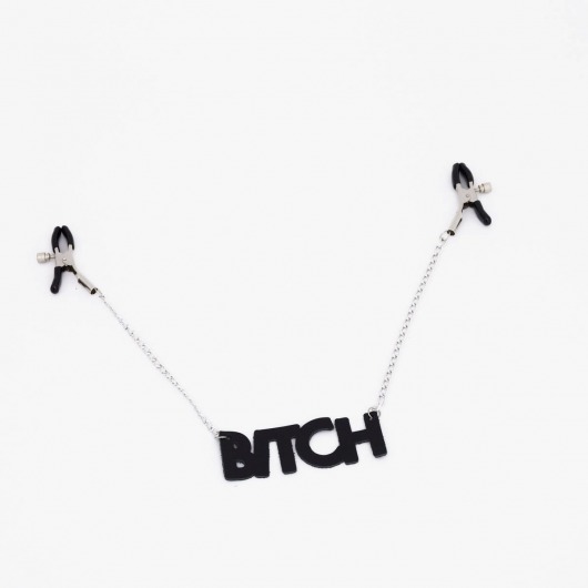Зажимы на соски с кожаной подвеской Bitch - Crazy Handmade - купить с доставкой в Симферополе