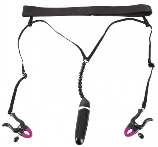 Женские вибростринги с зажимами для половых губ Spreader String with Vibrator - Orion - купить с доставкой в Симферополе