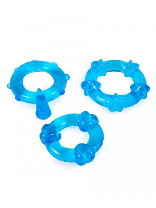 Набор из 3 синих эрекционных колец с различным рельефом - Erowoman-Eroman - в Симферополе купить с доставкой Набор из 3 синих эрекционных колец с различным рельефом - Erowoman-Eroman - в Симферополе купить с доставкой