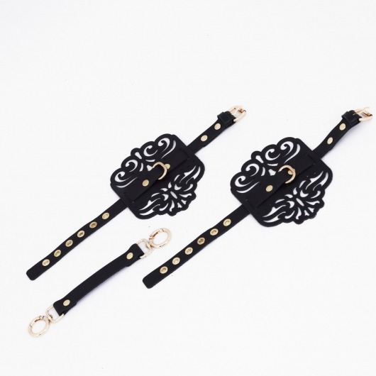 Черный фигурные оковы с золотистой фурнитурой - Crazy Handmade - купить с доставкой в Симферополе