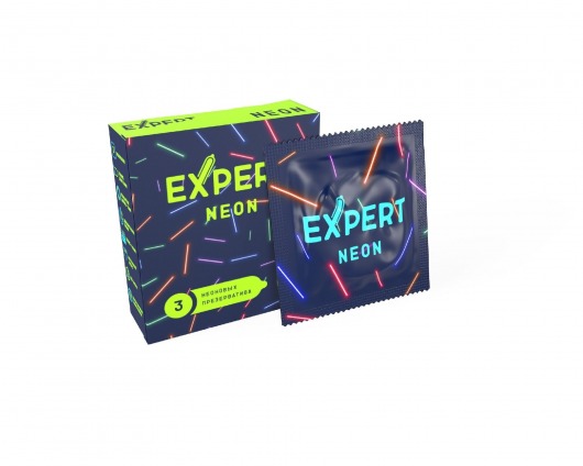 Светящиеся в темноте презервативы Expert Neon - 3 шт. - Expert - купить с доставкой в Симферополе