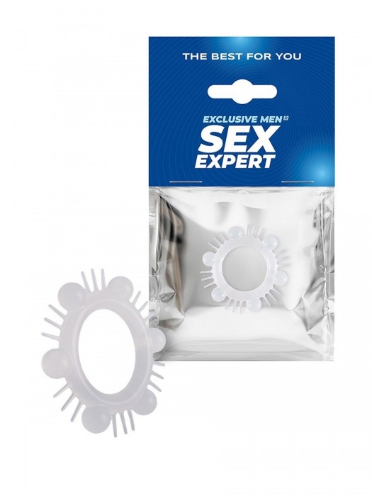Эластичное эрекционное кольцо с шипиками и шариками - Sex Expert - в Симферополе купить с доставкой