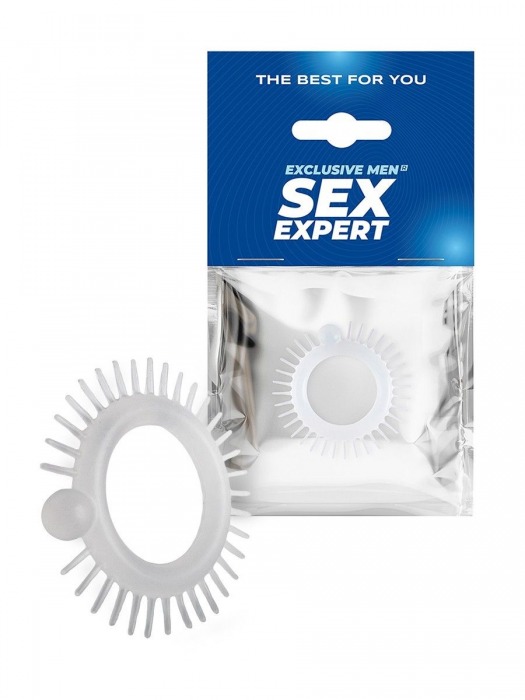 Эластичное эрекционное кольцо с шипиками и шариком - Sex Expert - в Симферополе купить с доставкой