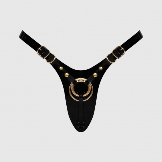 Черный пояс для фиксации насадок Strap-On-Me Leatherette Harness Fabulous - Strap-on-me - купить с доставкой в Симферополе