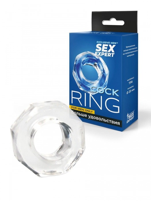 Прозрачное эрекционное кольцо в форме гайки - Sex Expert - в Симферополе купить с доставкой
