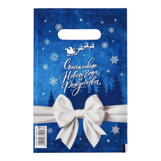 Сине-белый подарочный новогодний пакет с вырубной ручкой (20х30 см) - Сима-Ленд - купить с доставкой в Симферополе