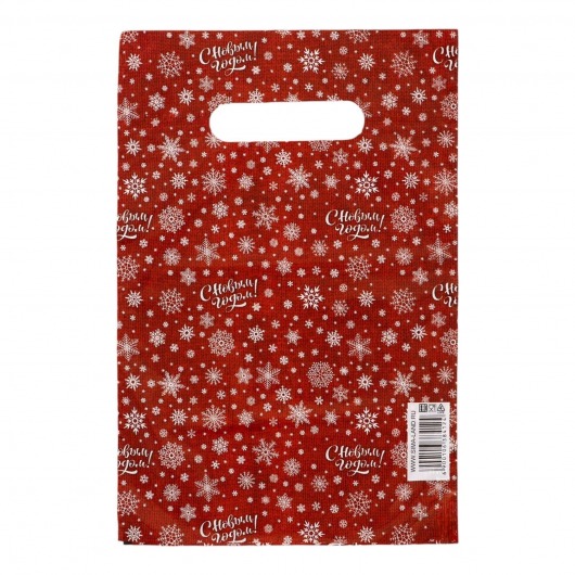 Красный подарочный новогодний пакет с вырубной ручкой (20х30 см) - Сима-Ленд - купить с доставкой в Симферополе
