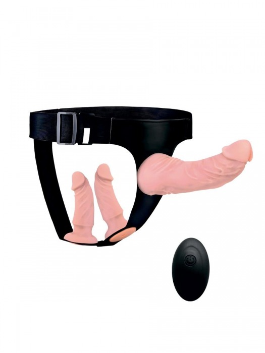 Женский страпон с 3 насадками и вибрацией - Erowoman-Eroman - купить с доставкой в Симферополе