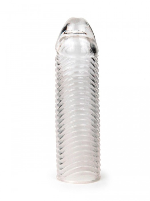 Прозрачная закрытая насадка на пенис с ребрышками - 16 см. - Sex Expert - в Симферополе купить с доставкой