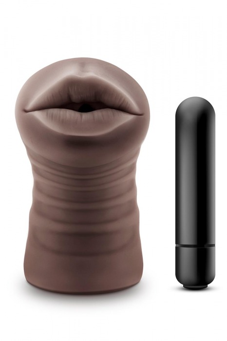 Коричневый мастурбатор-ротик Krystal Vibrating Masturbator - Blush Novelties - в Симферополе купить с доставкой