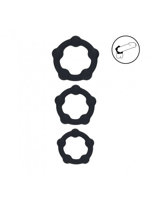 Набор из 3 эрекционных колец Beaded Silicone Cockring Set - Shots Media BV - в Симферополе купить с доставкой