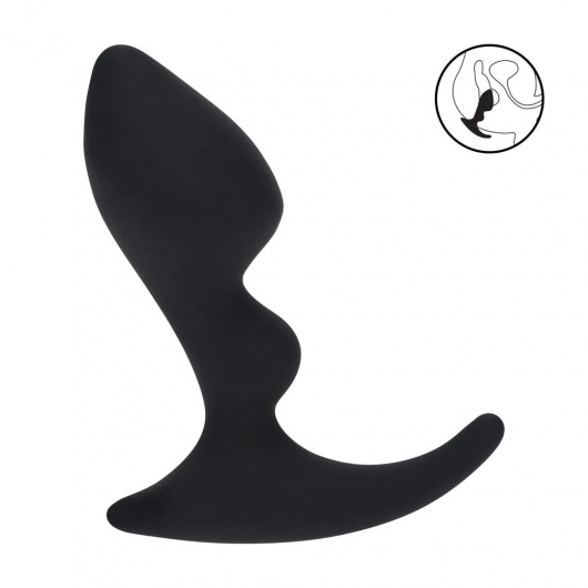Черная анальная пробка для массажа простаты Double Ripple Silicone Prostate Massager - Shots Media BV - в Симферополе купить с доставкой