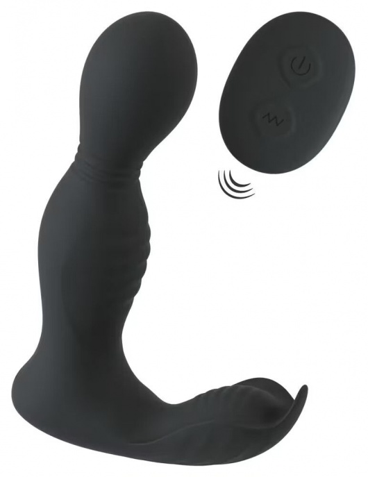 Черная анальная пробка с вибрацией, вращением и пультом ДУ RC Butt Plug with 2 Functions - Orion - в Симферополе купить с доставкой