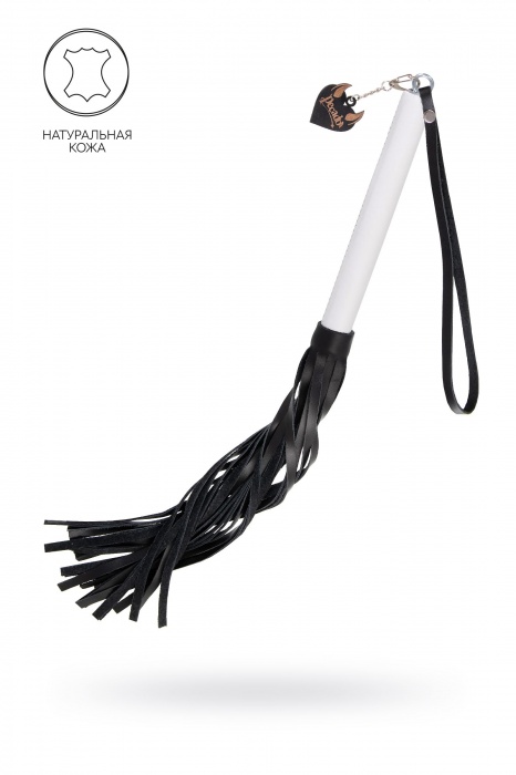 Плеть с белой рукоятью и чёрными хлыстами - 50 см. - Pecado - купить с доставкой в Симферополе
