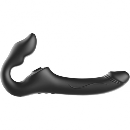 Черный безремневой страпон с 3 моторами - Ibiza - купить с доставкой в Симферополе