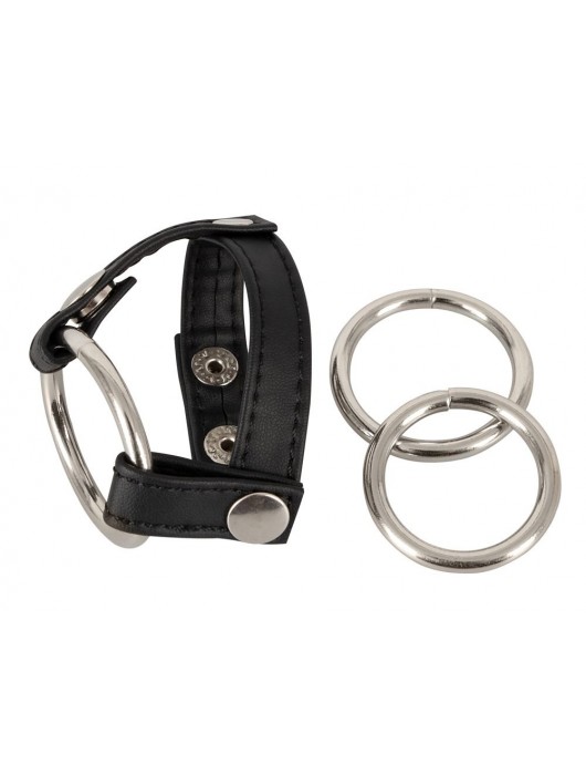 Подхват для мошонки с 3 съемными эрекционными кольцами Leder-Riemen - Orion - в Симферополе купить с доставкой