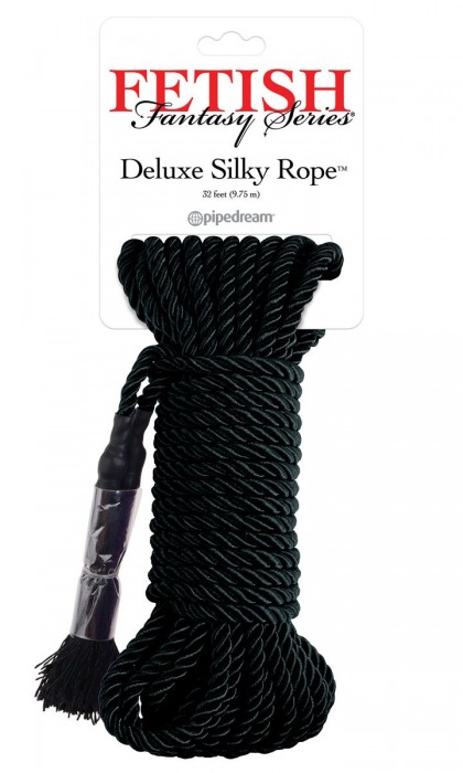 Черная веревка для фиксации Deluxe Silky Rope - 9,75 м. - Pipedream - купить с доставкой в Симферополе