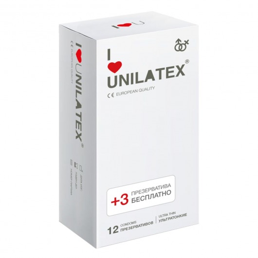 Ультратонкие презервативы Unilatex Ultra Thin - 12 шт. + 3 шт. в подарок - Unilatex - купить с доставкой в Симферополе