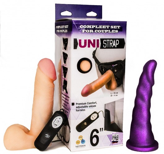 Вибрострапон с двумя насадками UniStrap - 18 и 18 см. - LOVETOY (А-Полимер) - купить с доставкой в Симферополе