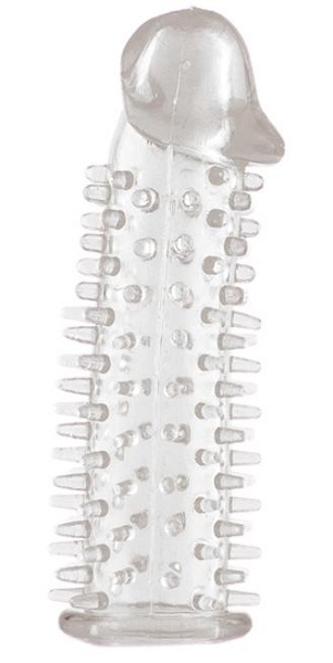 Прозрачная насадка на половой член с закрытой головкой и шипами - 12,5 см. - Toyfa Basic - в Симферополе купить с доставкой