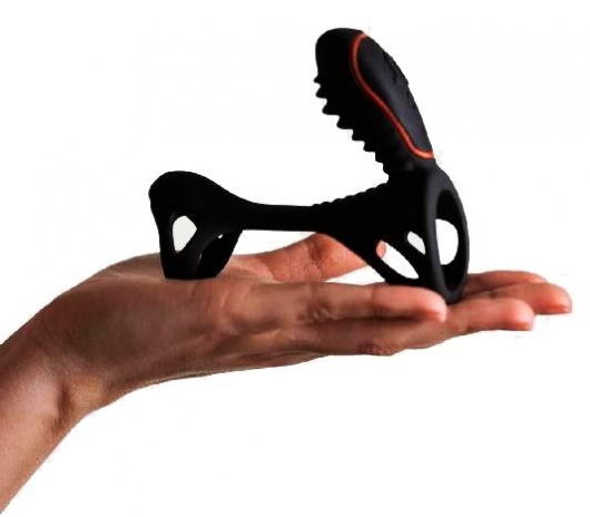 Чёрная насадка на фаллос Gladiator + LRS  с трехкнопочным пультом управления - Adrien Lastic - в Симферополе купить с доставкой