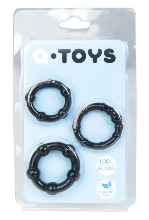 Набор из 3 чёрных эрекционных колец A-toys - A-toys - в Симферополе купить с доставкой