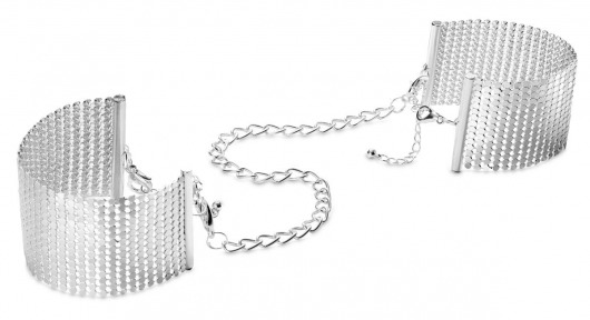 Серебристые наручники-браслеты Desir Metallique Handcuffs - Bijoux Indiscrets - купить с доставкой в Симферополе