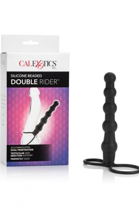 Насадка на пенис для двойного проникновения Silicone Beaded Double Rider - 14 см. - California Exotic Novelties - в Симферополе купить с доставкой