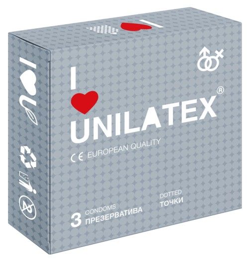 Презервативы с точками Unilatex Dotted - 3 шт. - Unilatex - купить с доставкой в Симферополе