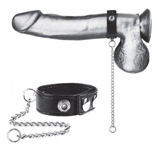 Утяжка на пенис с поводком Snap Cock Ring With 12  Leash - BlueLine - купить с доставкой в Симферополе