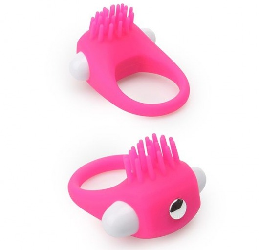 Розовое эрекционное кольцо с щеточкой LIT-UP SILICONE STIMU RING 5 - Dream Toys - в Симферополе купить с доставкой