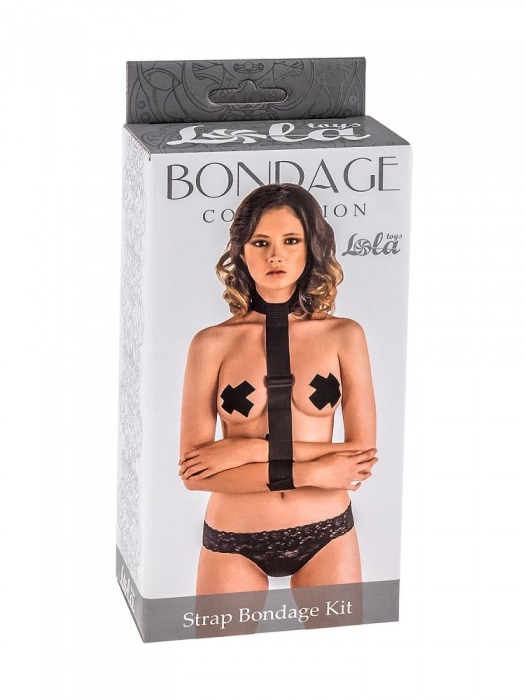 Ошейник с длинной лентой и наручниками Strap Bondage Kit Plus Size - Lola Games - купить с доставкой в Симферополе