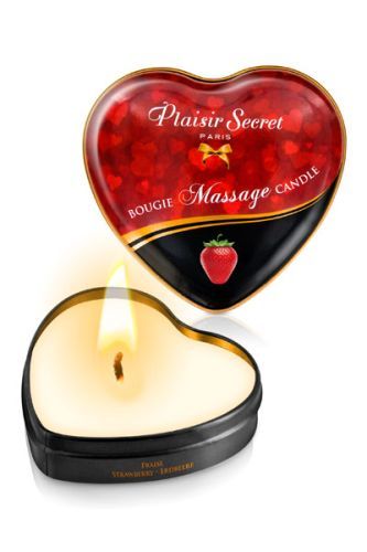 Массажная свеча с ароматом клубники Bougie Massage Candle - 35 мл. - Plaisir Secret - купить с доставкой в Симферополе