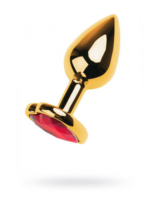 Золотистая анальная пробка с кристаллом-сердцем - 7,5 см. - ToyFa - купить с доставкой в Симферополе
