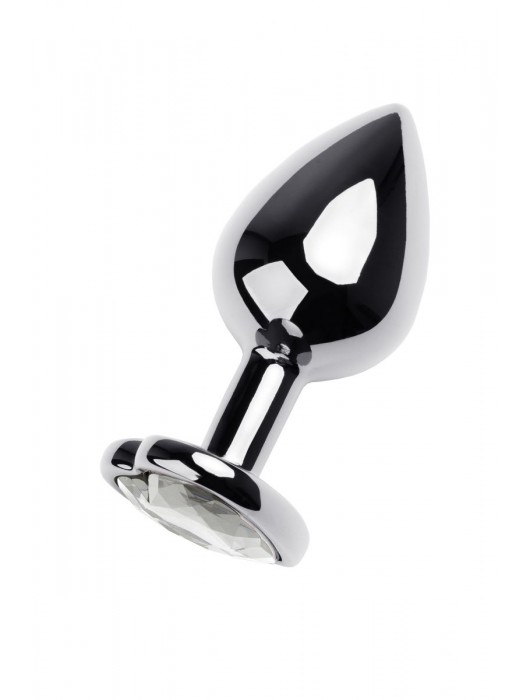 Серебристая анальная пробка с прозрачным кристаллом-сердцем - 8 см. - ToyFa - купить с доставкой в Симферополе