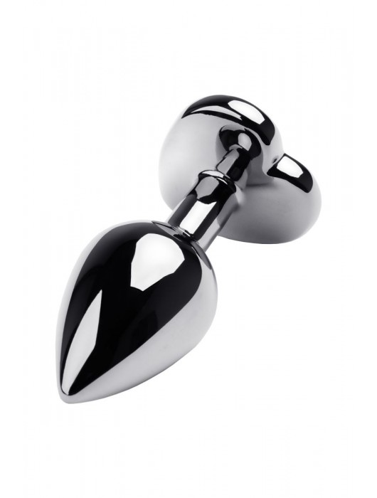 Серебристая анальная пробка с прозрачным кристаллом-сердцем - 8 см. - ToyFa - купить с доставкой в Симферополе