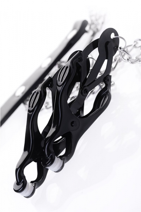 Черно-серебристые зажимы для сосков с кольцом для пениса TOYFA Metal - ToyFa - купить с доставкой в Симферополе